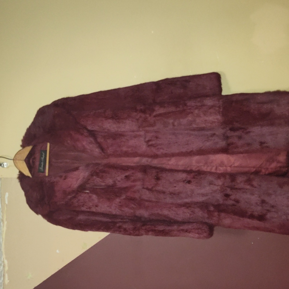 Luxurious Burgundy Faux Fur Coat